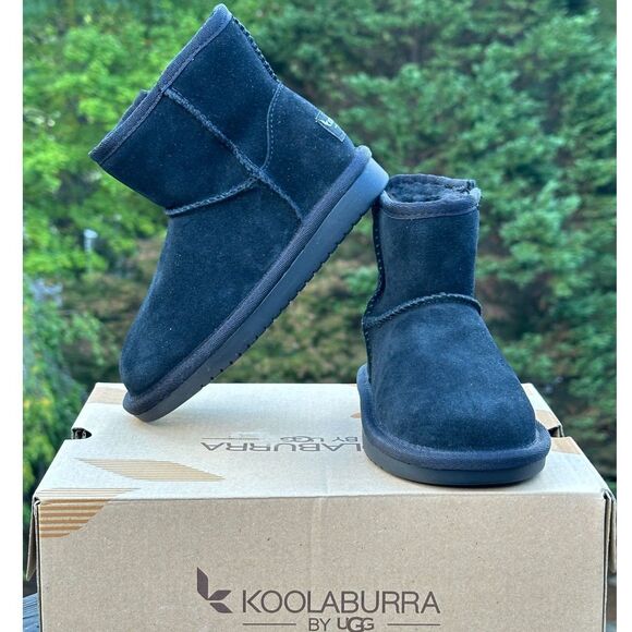 NIB Koolaburra by UGG Toddler Black Cozy Ankle Boot Kid Youth 10123